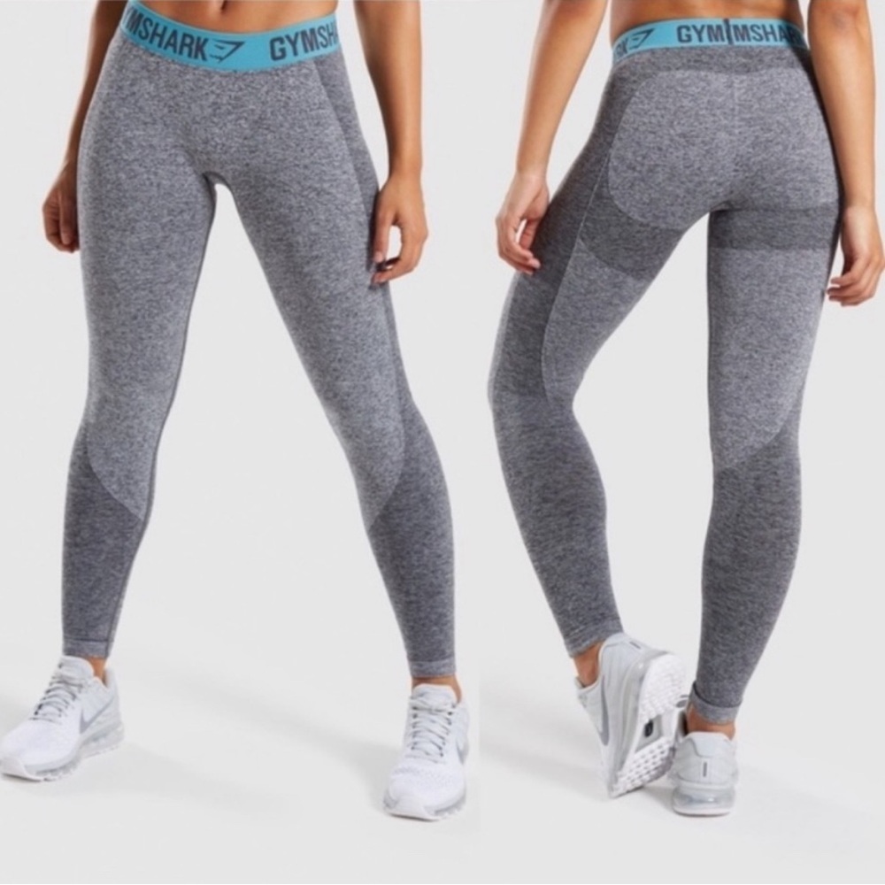 Gymshark Flex Leggings Gray and Teal Size Large